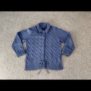 Periwinkle Blue Cable Cardigan w/Drawstring Waist